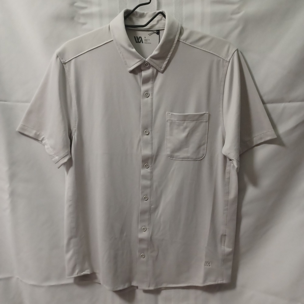 VRST SS Button Up Mens‎ S Light Grey MAX252108 Short Sleeve Performance Shirt